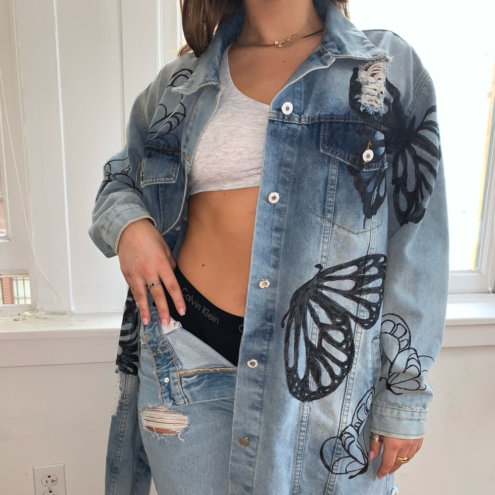 Oversized Hand Painted Butterfly Jacket